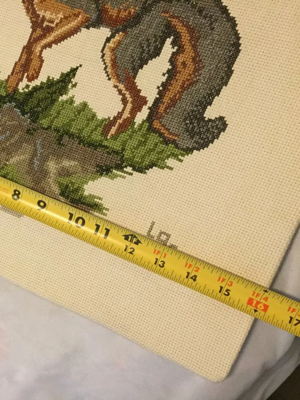 Vintage Hand Crafted Needlepoint Fox Wall Hanging 16